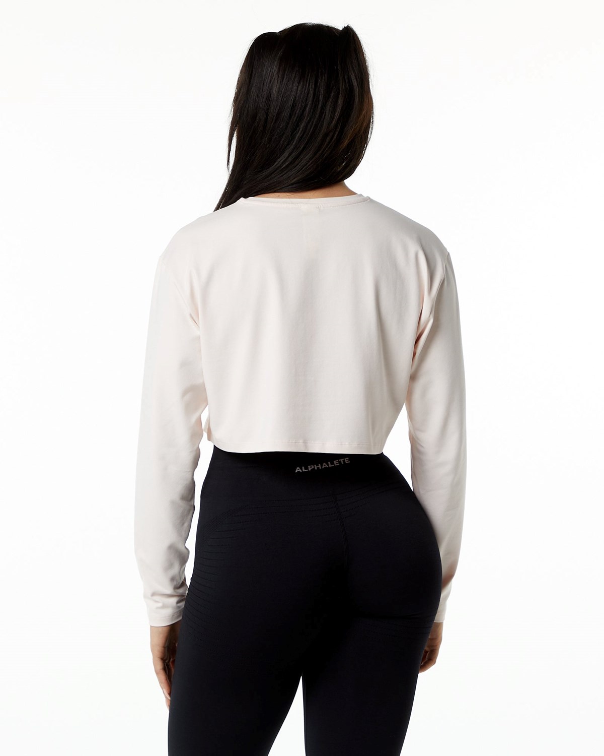 Alphalete Oversized Performance Long Sleeve Crop Blush | SW4537218