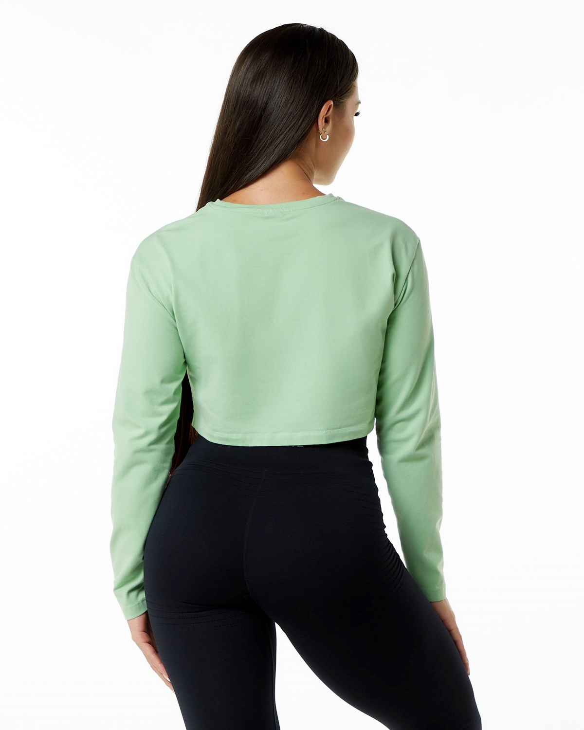 Alphalete Oversized Performance Long Sleeve Crop Pistachio | WK0153986