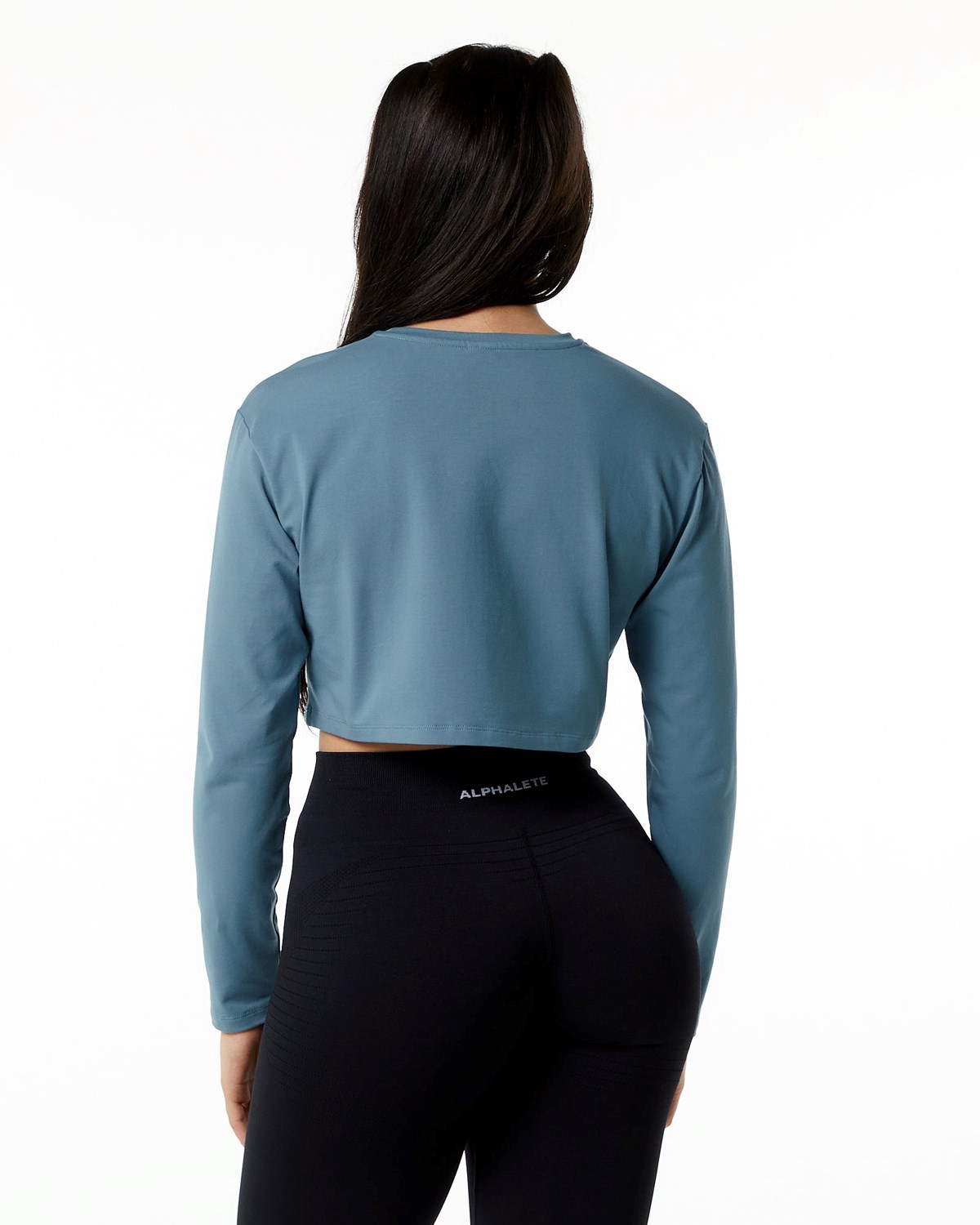 Alphalete Oversized Performance Long Sleeve Crop Blau | XW8021965