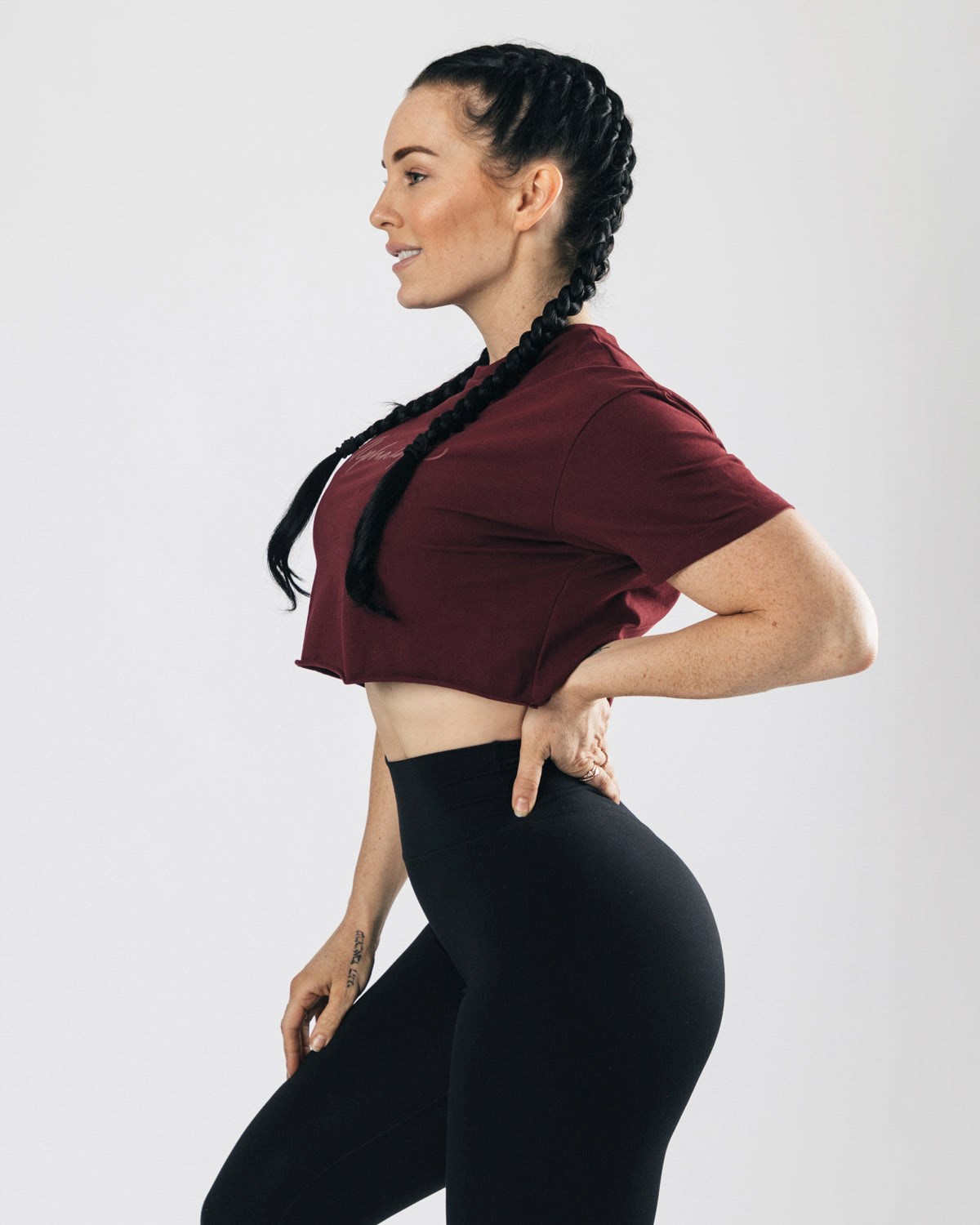 Alphalete Oversized Raw-Cut Kurzes Sleeve Crop Bordeaux | RS7412689