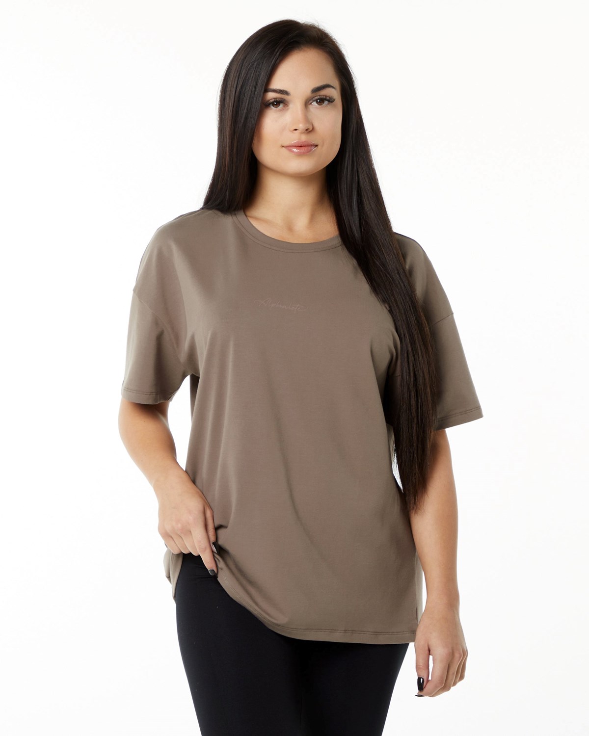 Alphalete Performance Kurzes Sleeve Mocha | LW7239510