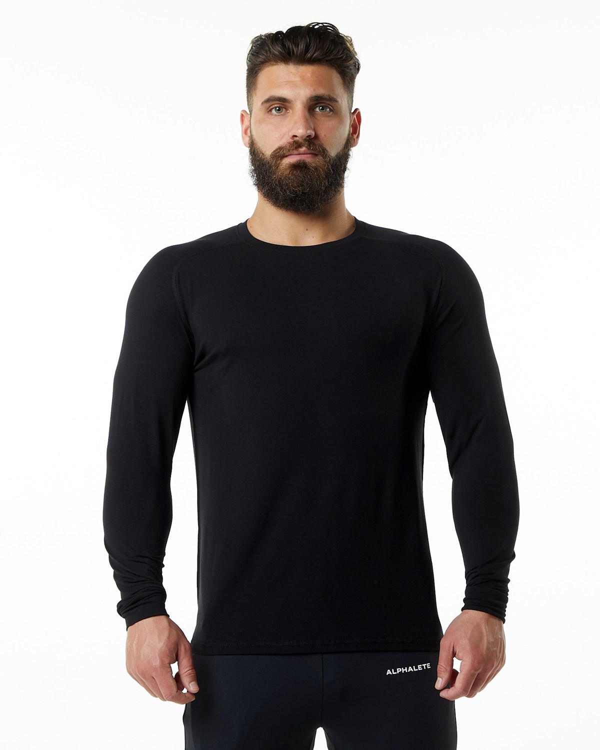 Alphalete Premium Epaulette Long Sleeve Tee Schwarz | SP6937058