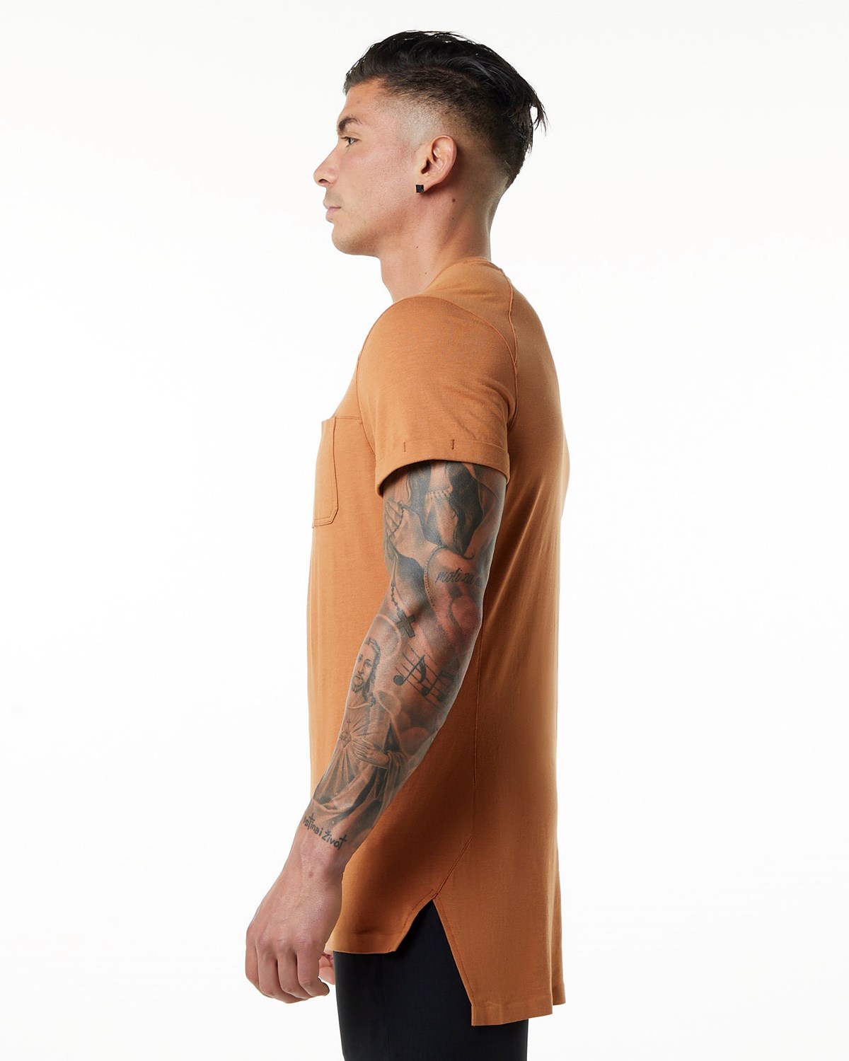 Alphalete Premium Kurzes Sleeve Pocket Tee Camel | AG1784923