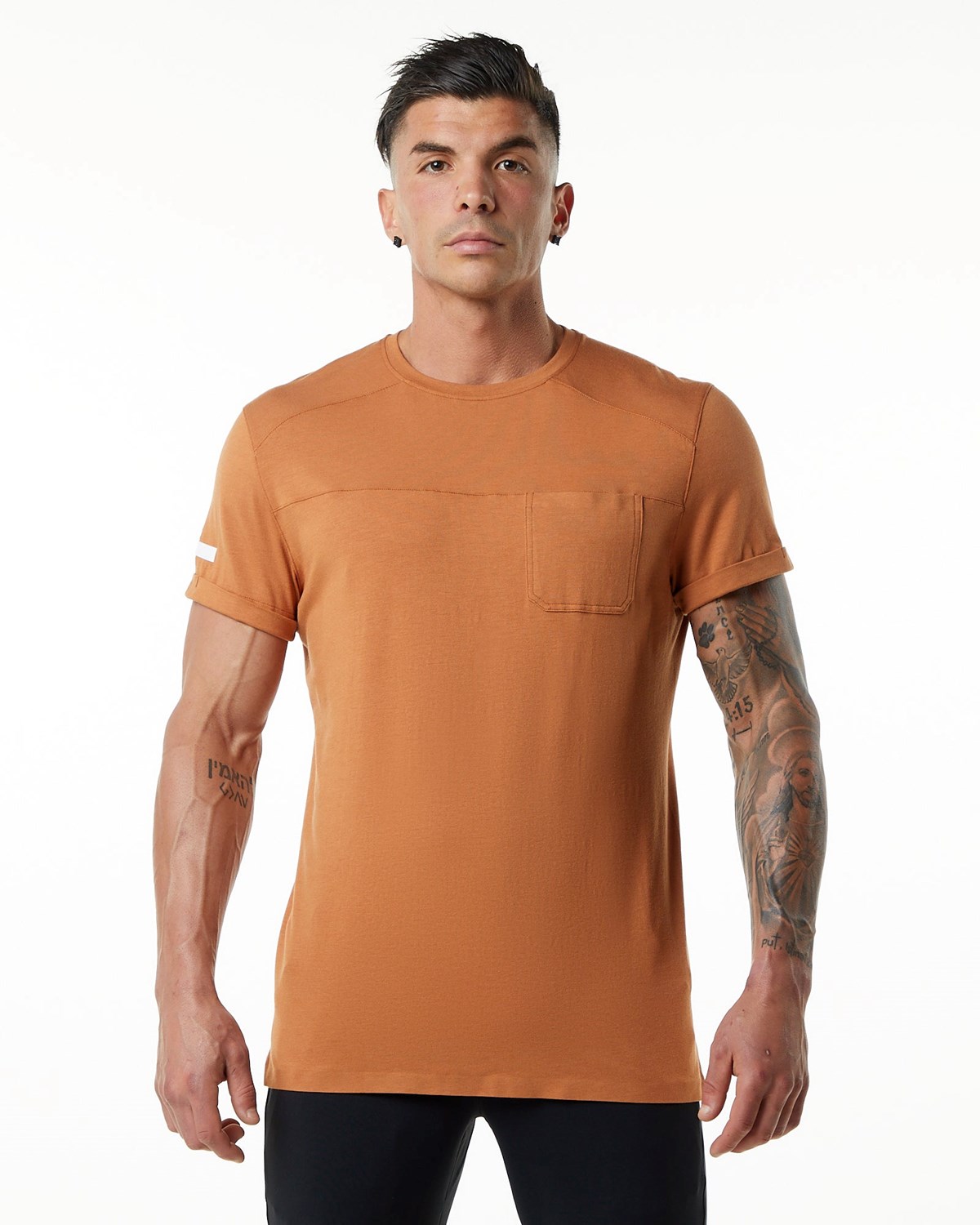 Alphalete Premium Kurzes Sleeve Pocket Tee Camel | AG1784923