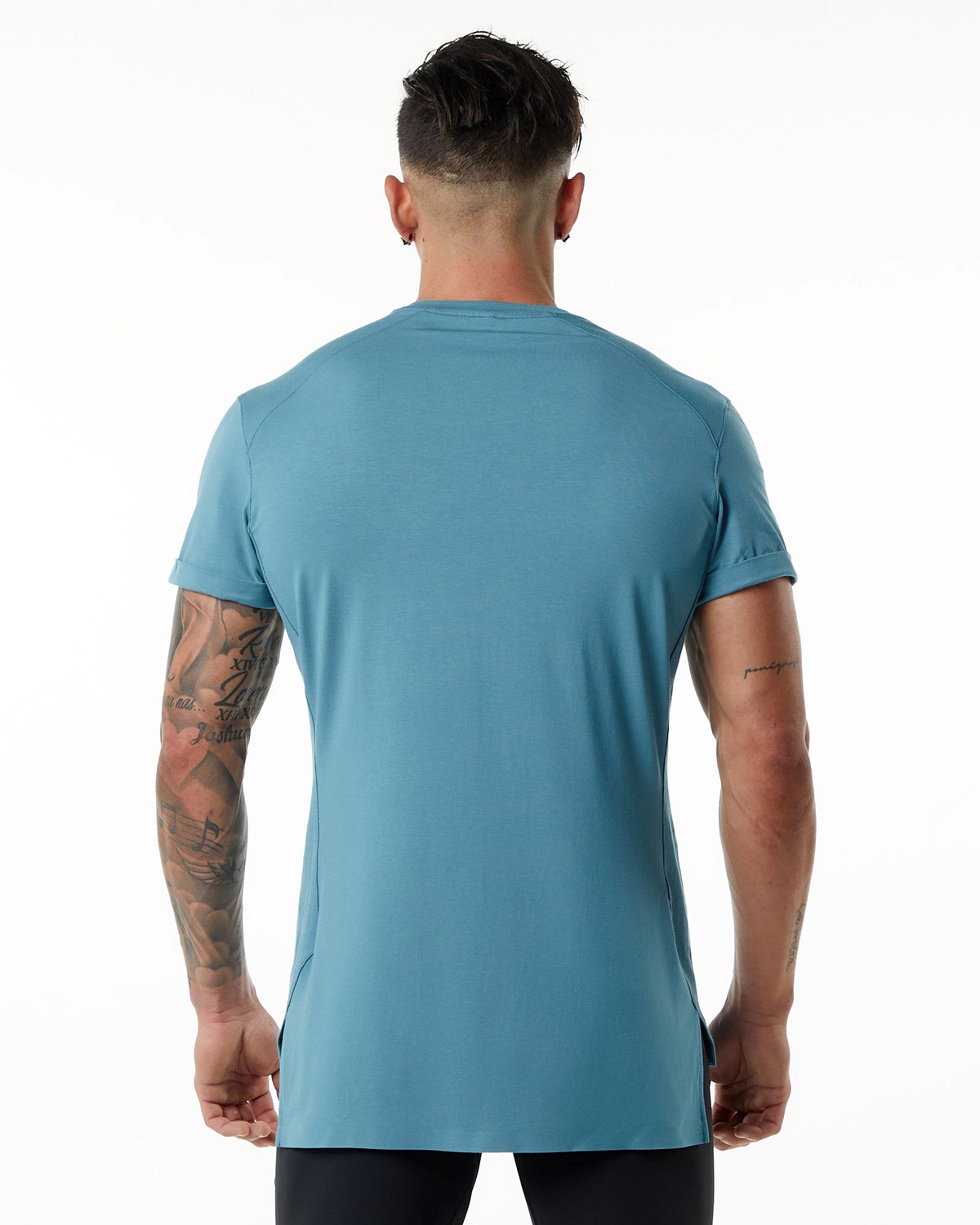 Alphalete Premium Kurzes Sleeve Pocket Tee Blau | CM7642139