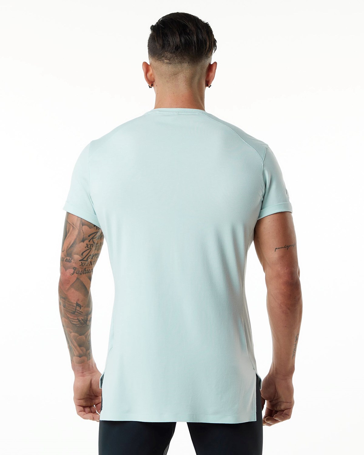 Alphalete Premium Kurzes Sleeve Pocket Tee Blau | QD0841237