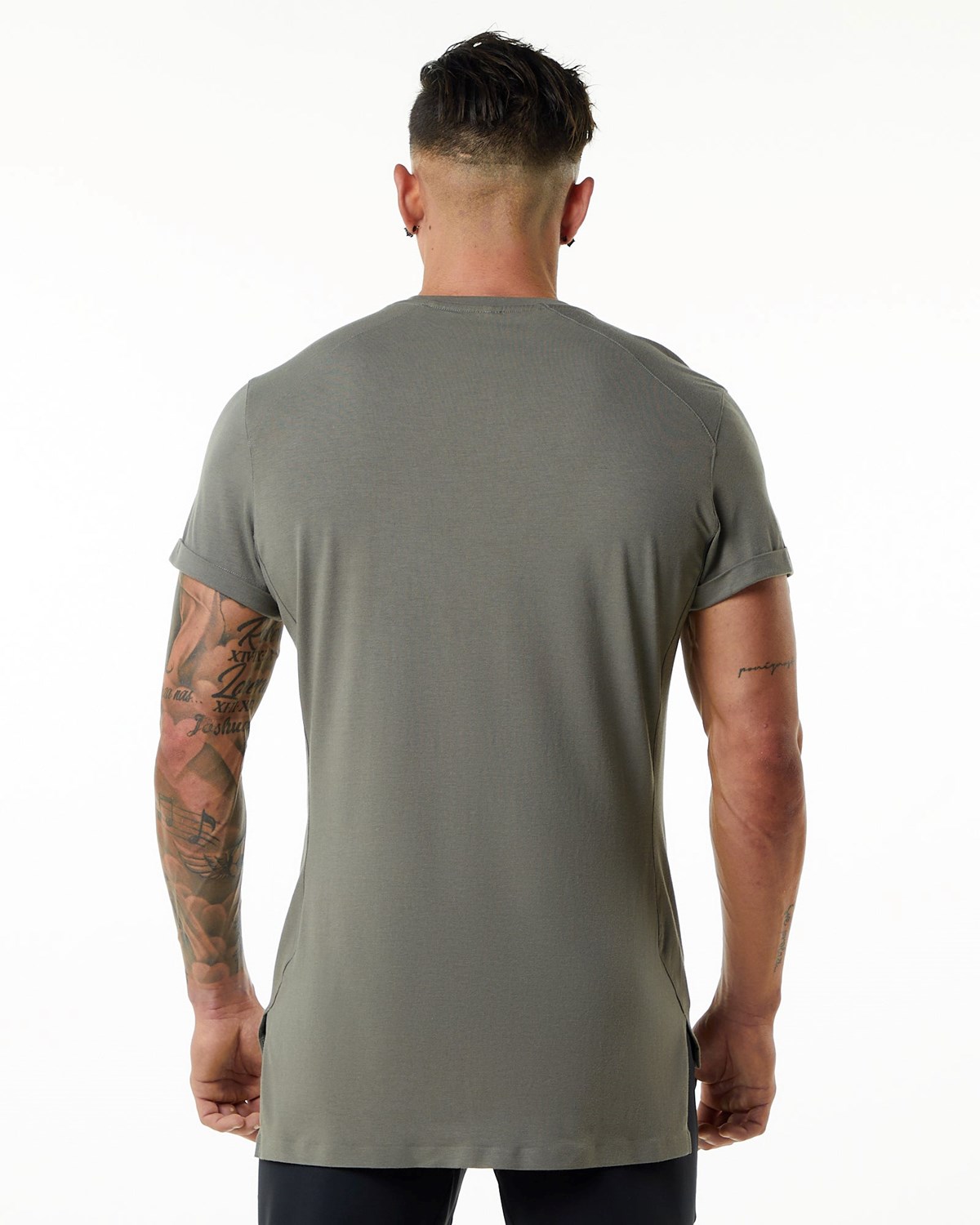 Alphalete Premium Kurzes Sleeve Pocket Tee Grau | XK2081946