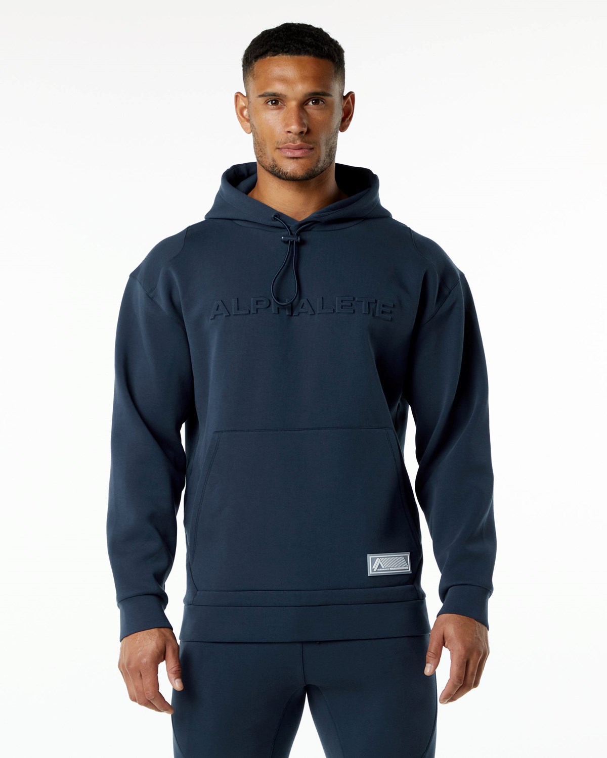 Alphalete Relaxed Interlock Knit Hoodie Navy | VW8269473