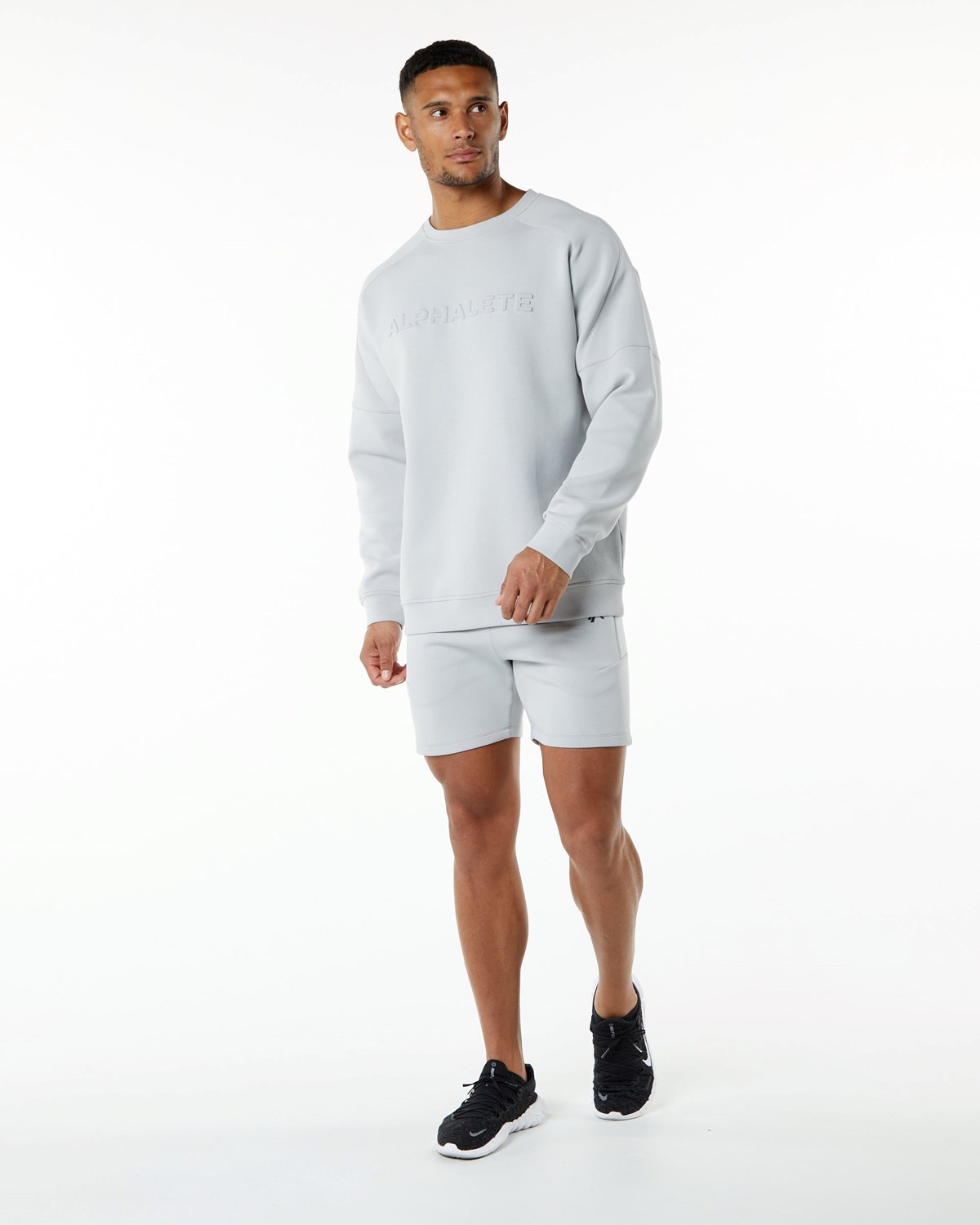 Alphalete Relaxed Interlock Knit Pullover Grau | DQ0432716