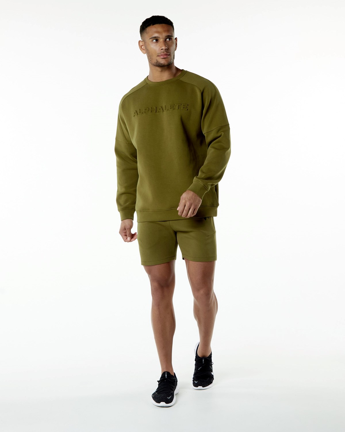 Alphalete Relaxed Interlock Knit Pullover Moss | OK2485309