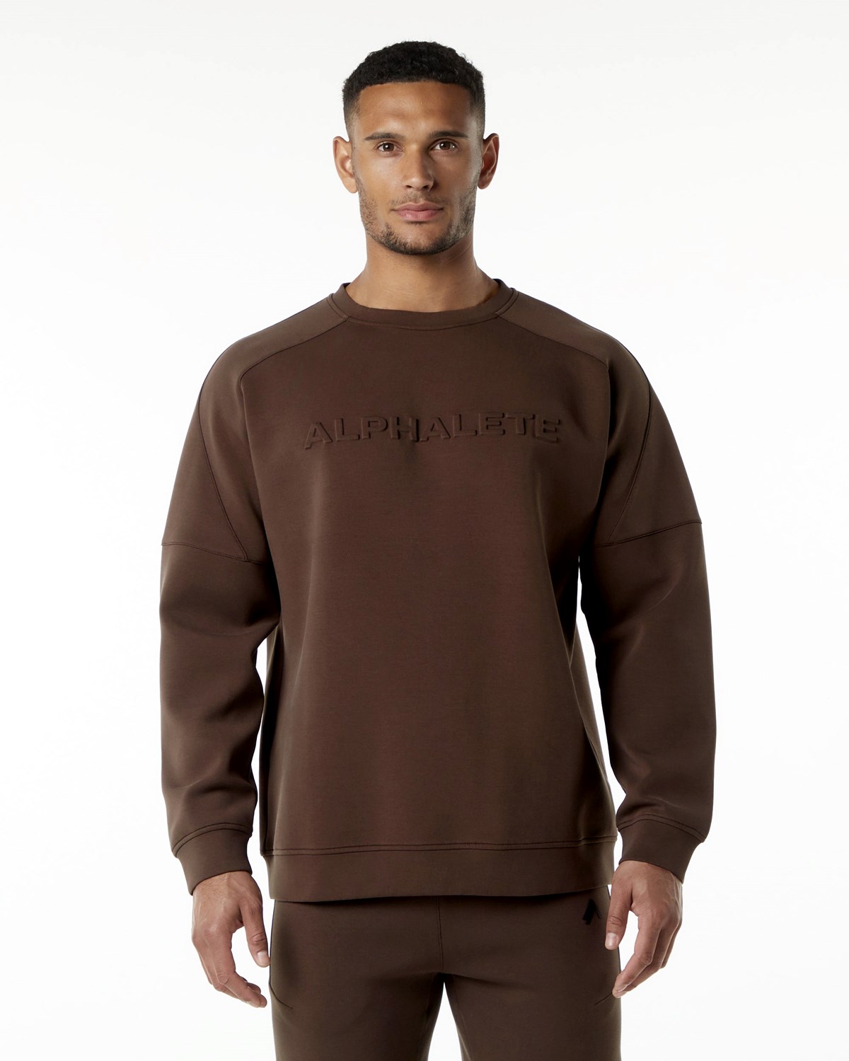 Alphalete Relaxed Interlock Knit Pullover Braun | OK4621098