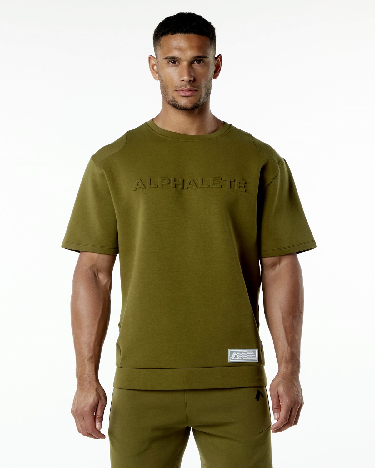 Alphalete Relaxed Interlock Knit Pullover Moss | UK0475381