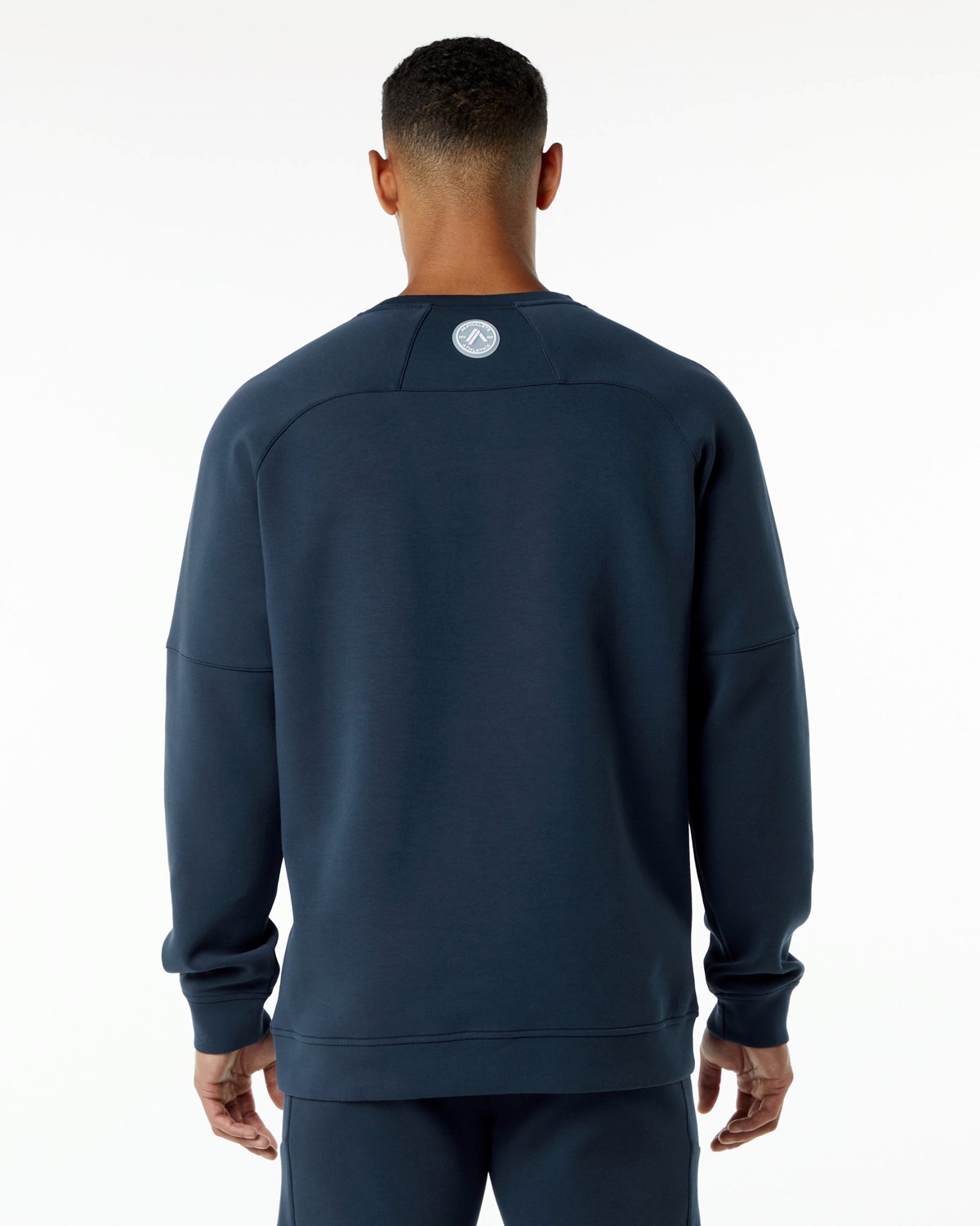 Alphalete Relaxed Interlock Knit Pullover Navy | UV6028419