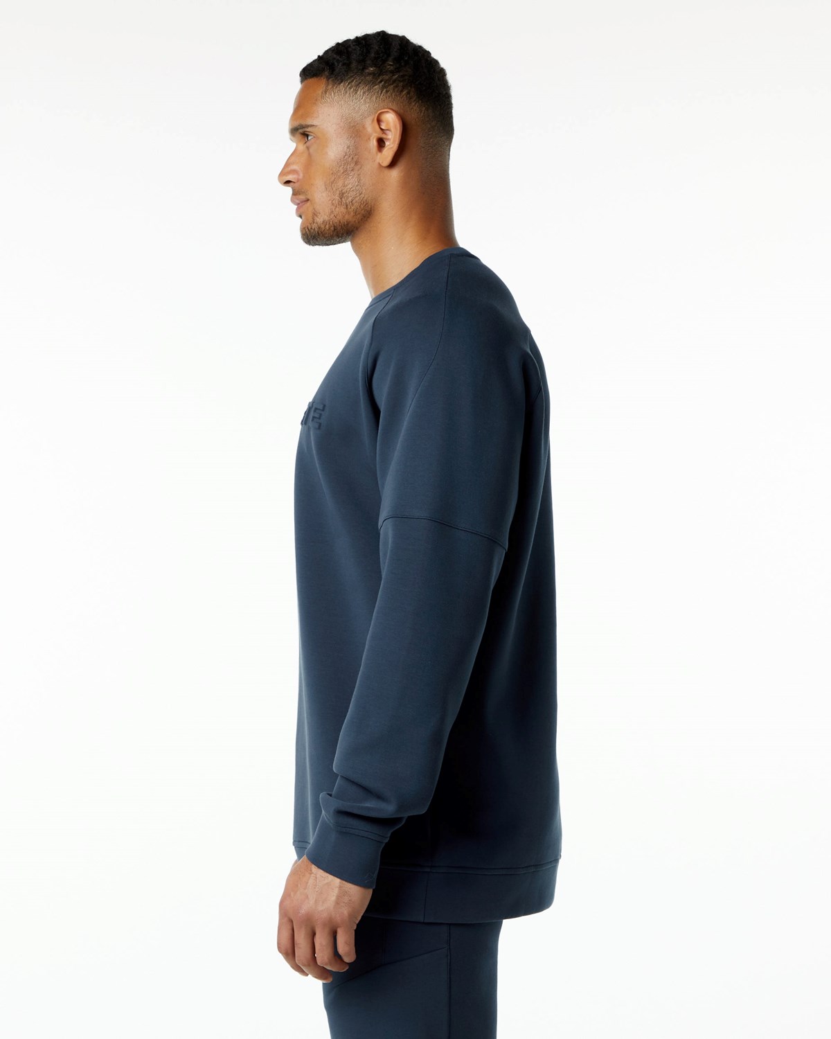 Alphalete Relaxed Interlock Knit Pullover Navy | UV6028419