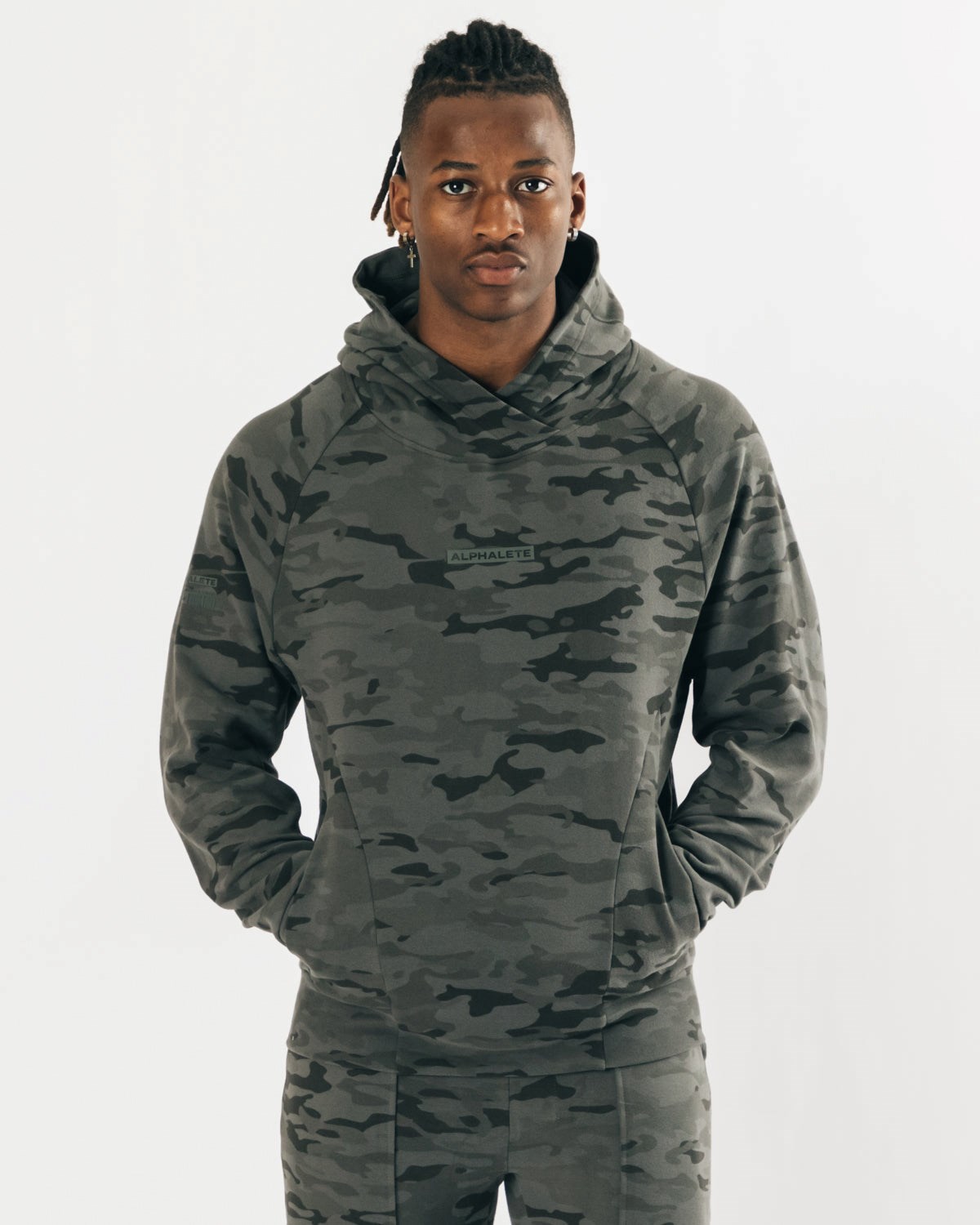 Alphalete Relaxed Single-Brushed Pullover Hoodie Camouflage | IG7426103