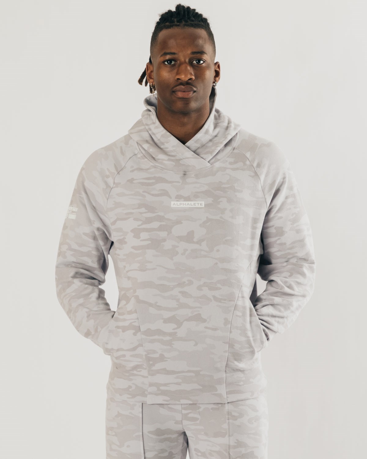 Alphalete Relaxed Single-Brushed Pullover Hoodie Silber Camouflage | OR8517620