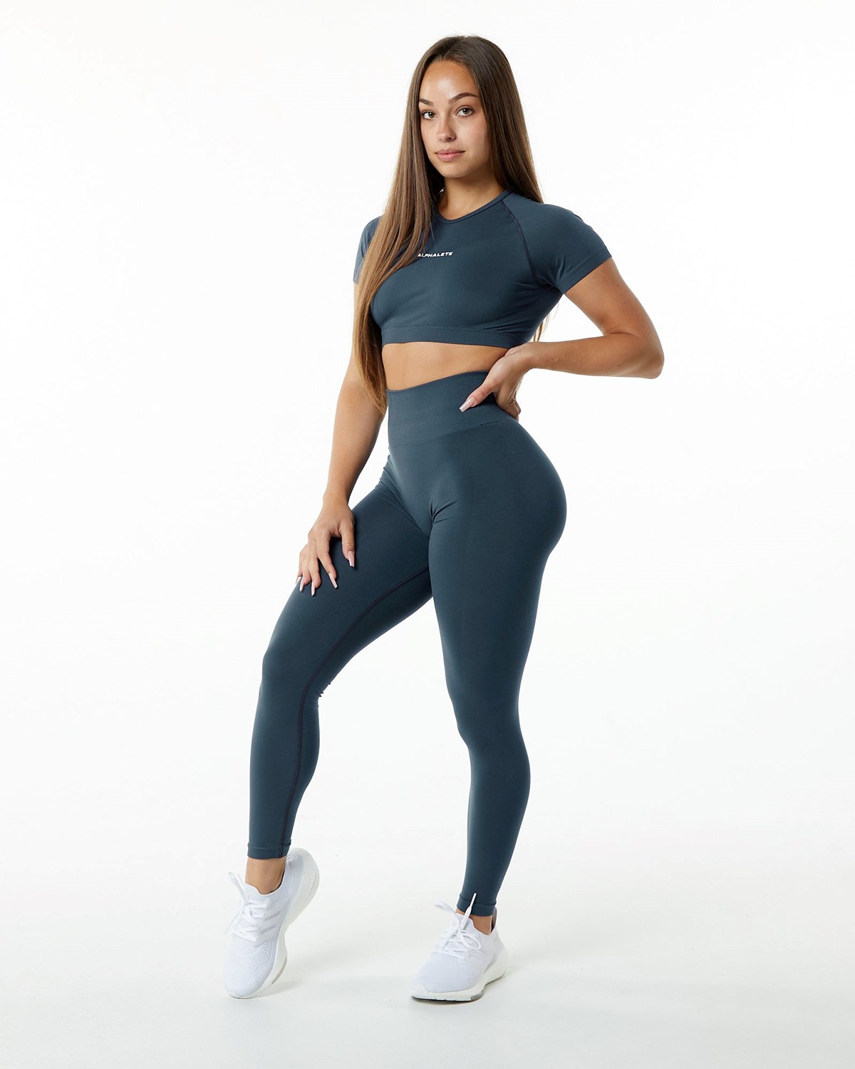 Alphalete Seamless Scrunch Legging Blau | WG7648910