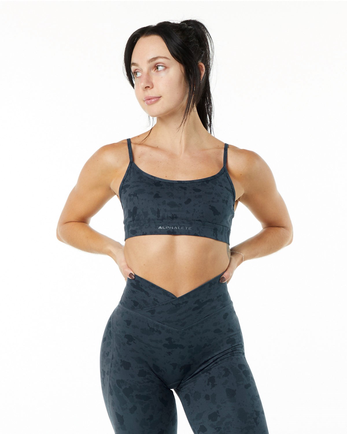 Alphalete Single Brushed Bra Blau | YE6475381