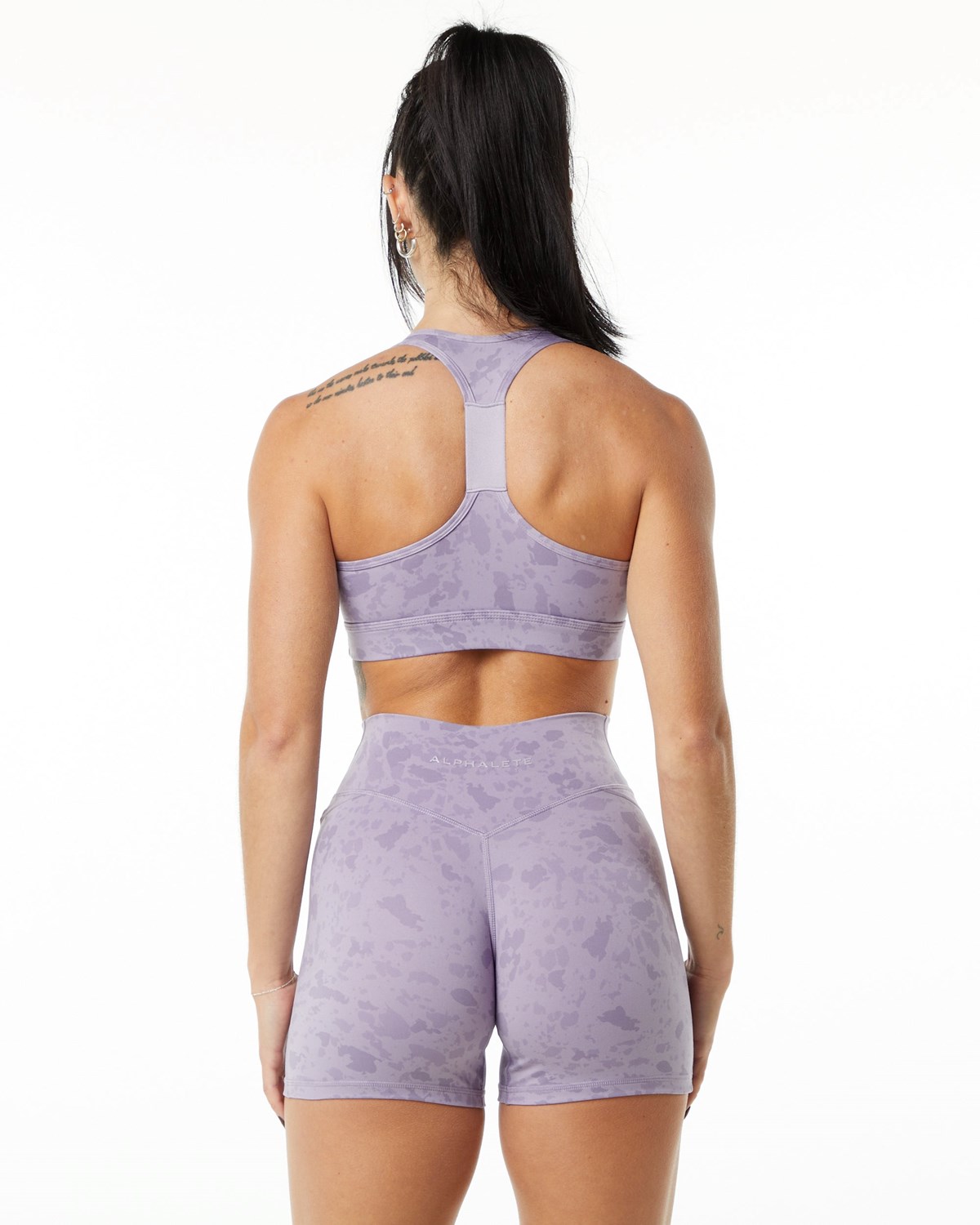 Alphalete Single Brushed Bra Pebble Print Misty Lilac | EH7123048