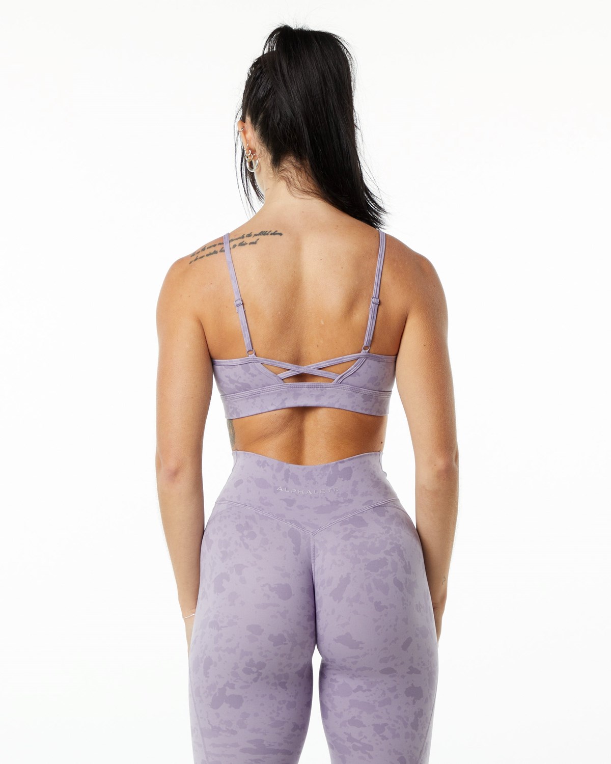 Alphalete Single Brushed Bra Pebble Print Misty Lilac | UF4597216