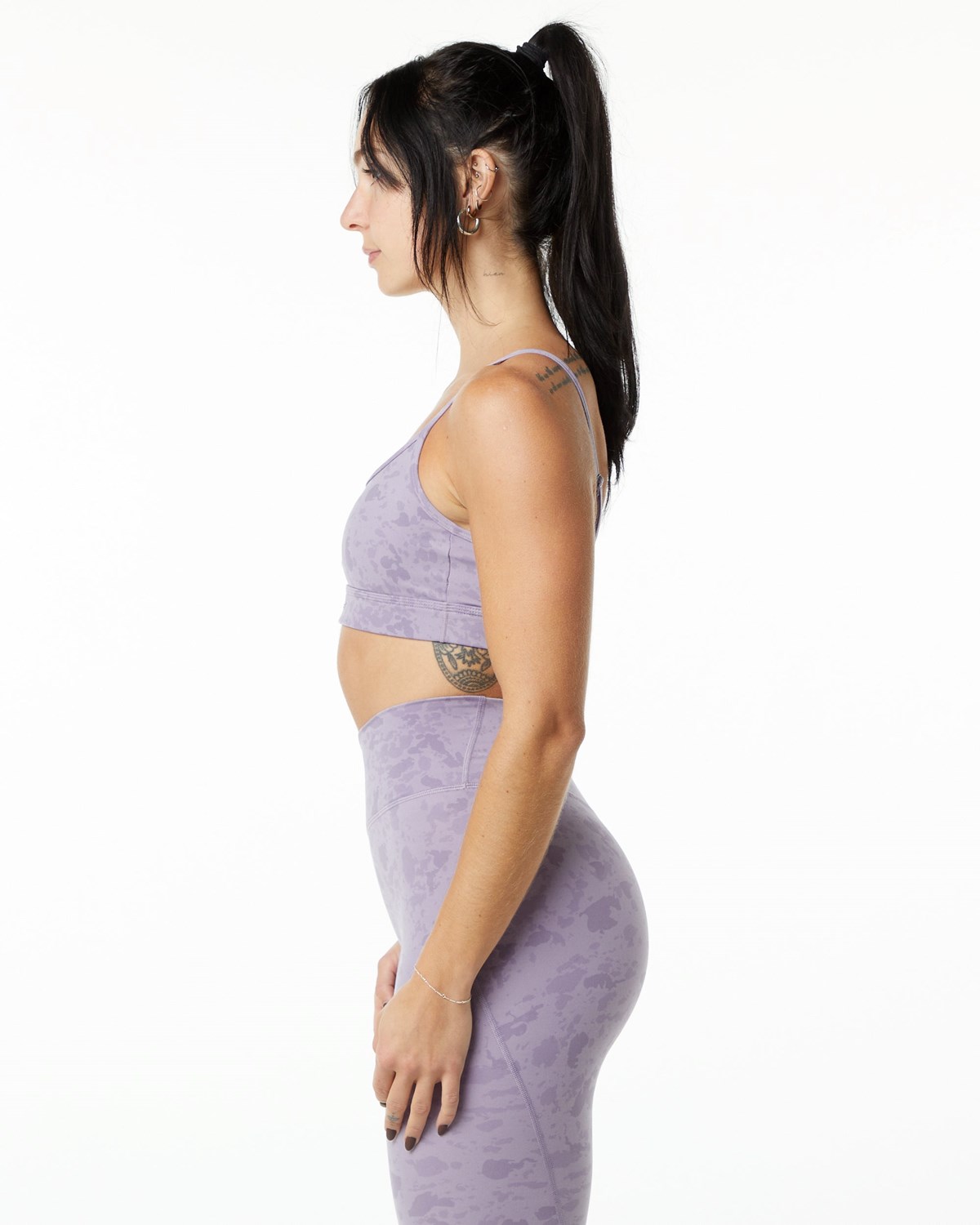 Alphalete Single Brushed Bra Pebble Print Misty Lilac | UF4597216