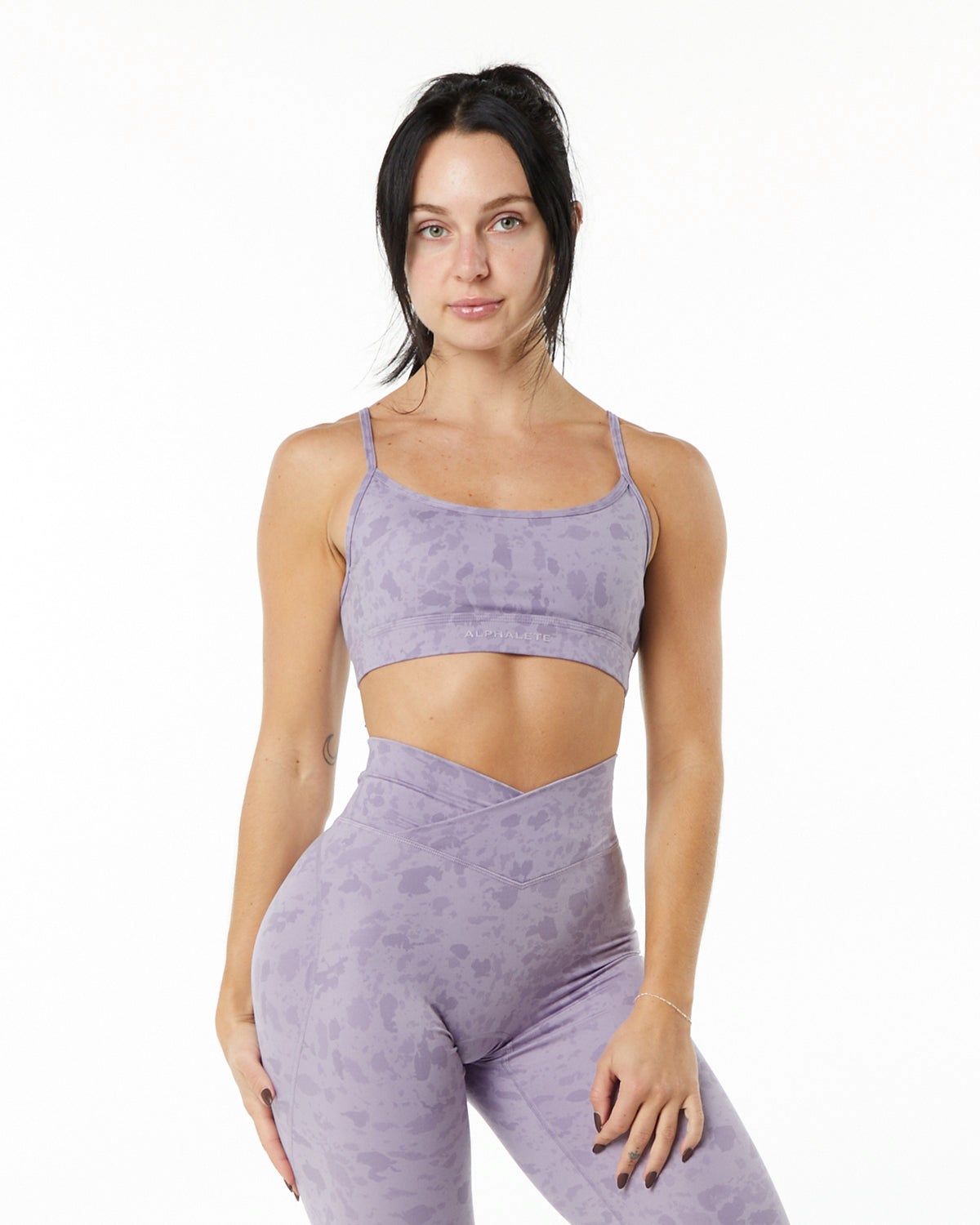 Alphalete Single Brushed Bra Pebble Print Misty Lilac | UF4597216