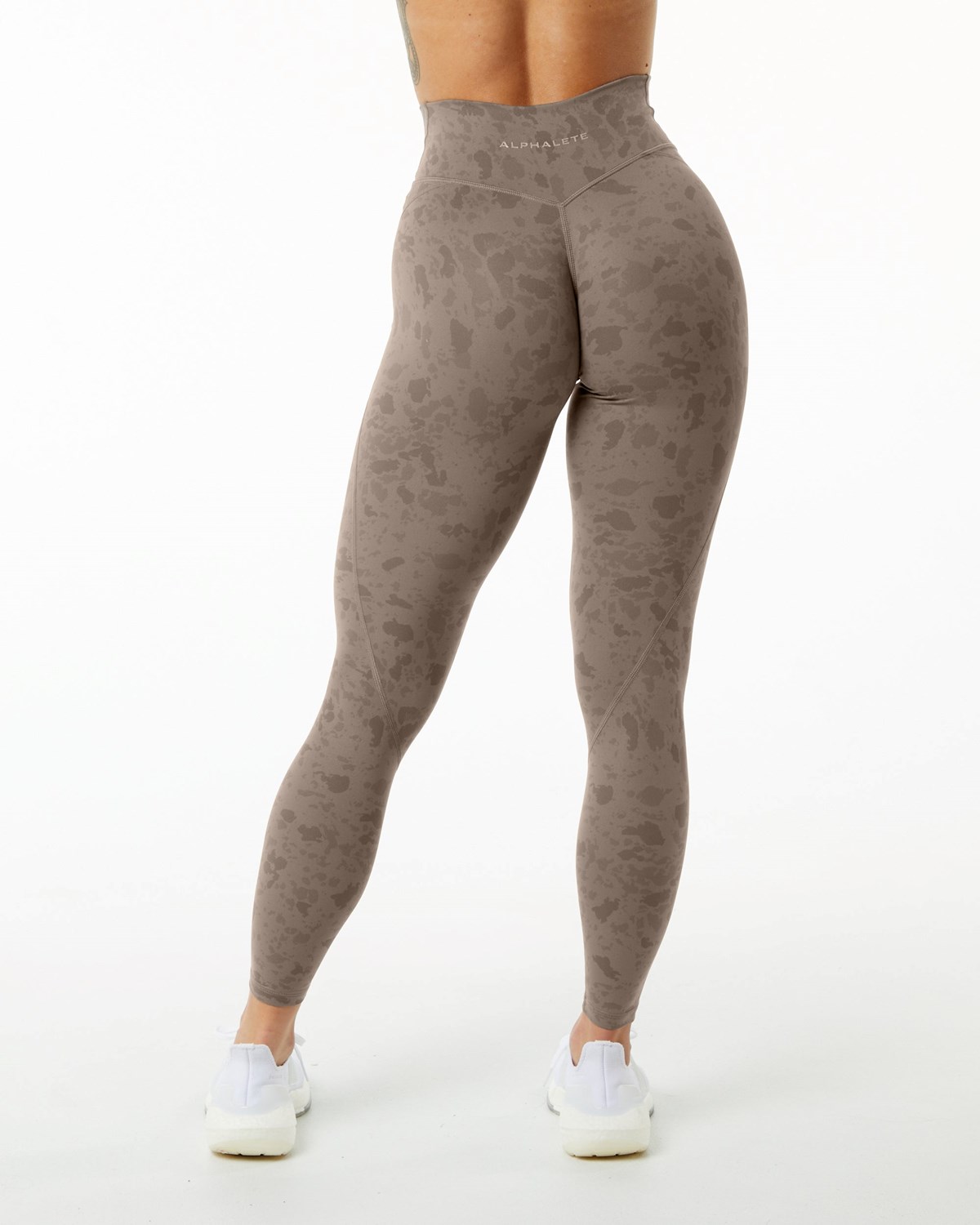 Alphalete Single Brushed Cross-Wrapped Legging Pebble Print Mocha | PA4036125