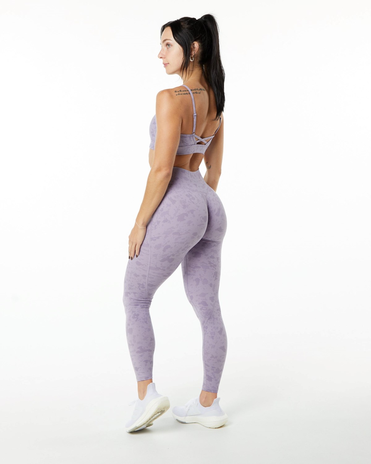 Alphalete Single Brushed Cross-Wrapped Legging Pebble Print Misty Lilac | TA1948036