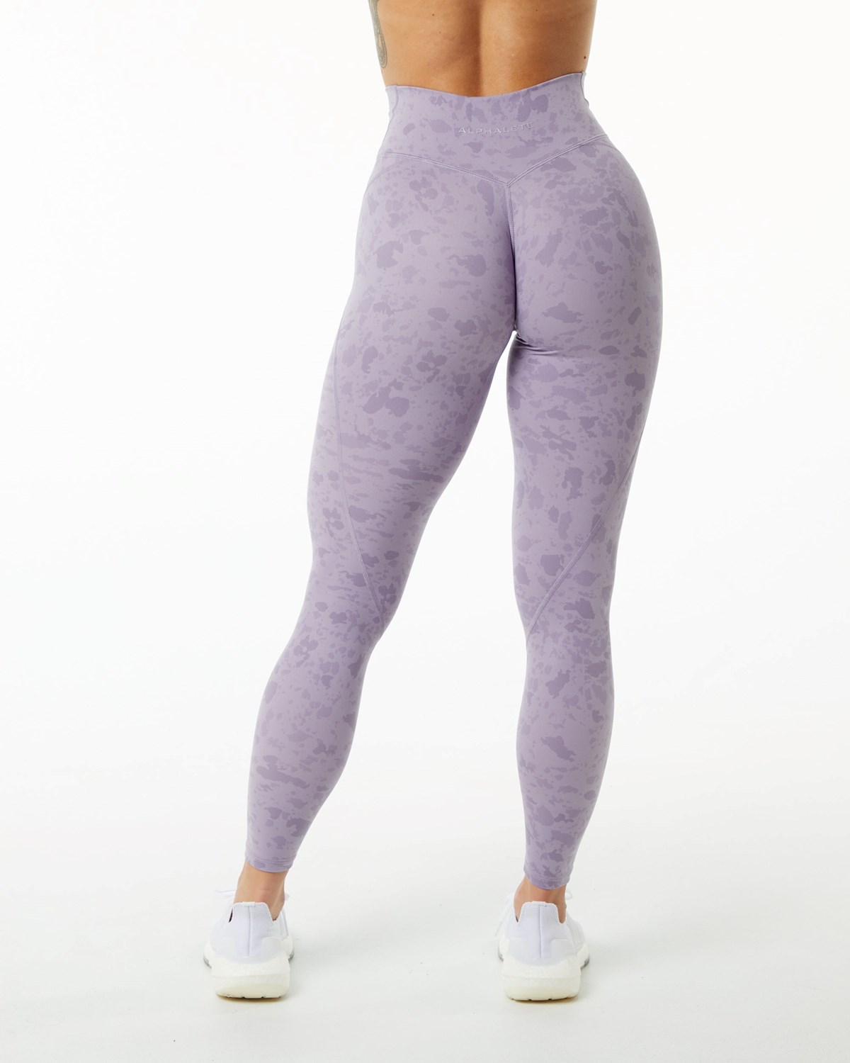 Alphalete Single Brushed Cross-Wrapped Legging Pebble Print Misty Lilac | TA1948036