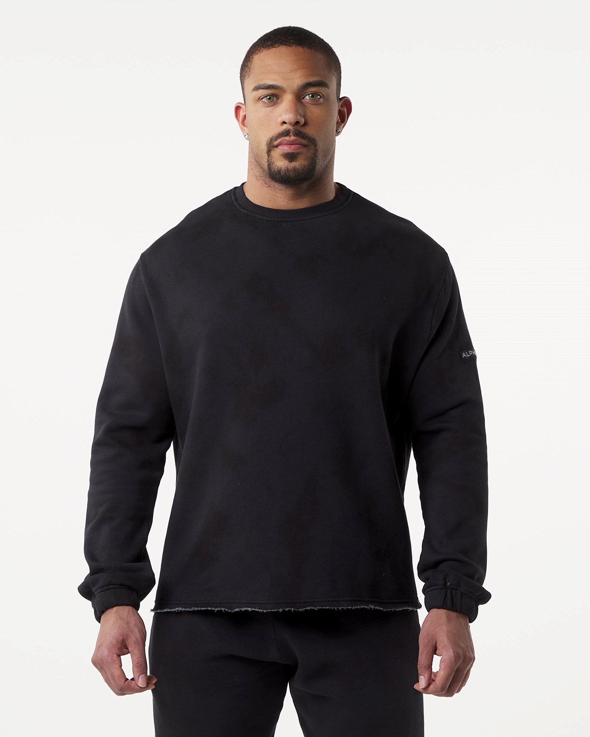 Alphalete Washed Fleece Pullover Blackbird | JH1936548